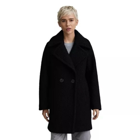 Anthropologie NVLT Flat Boucle Double Breasted Over Coat Jacket Women’s L Black - Picture 2 of 16